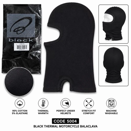 Black Cotton Motorcycle Balaclava